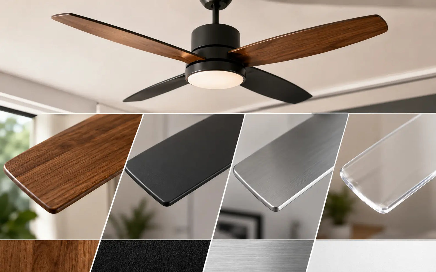 Ceiling Fan Blade Materials: Wood, ABS, Metal, and Acrylic Compared