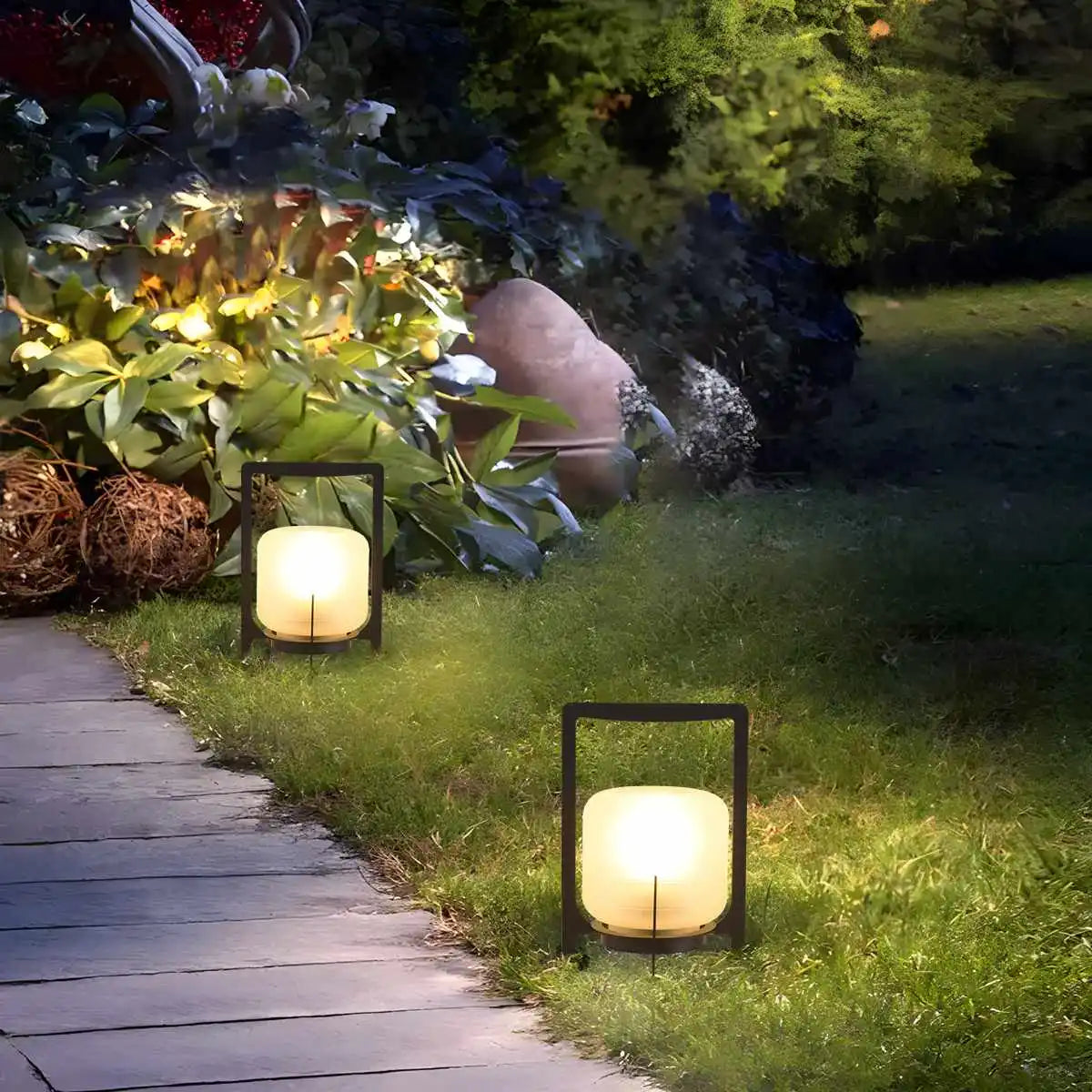 Antizer Solar Glass Lantern Outdoor Light for Garden