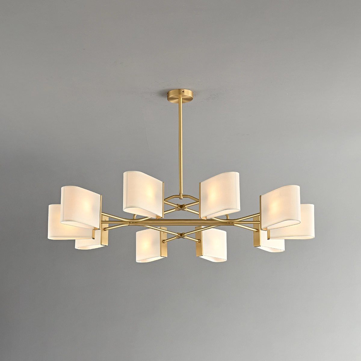 Antizer American Retro Brass Fabric Chandelier 10 Heads