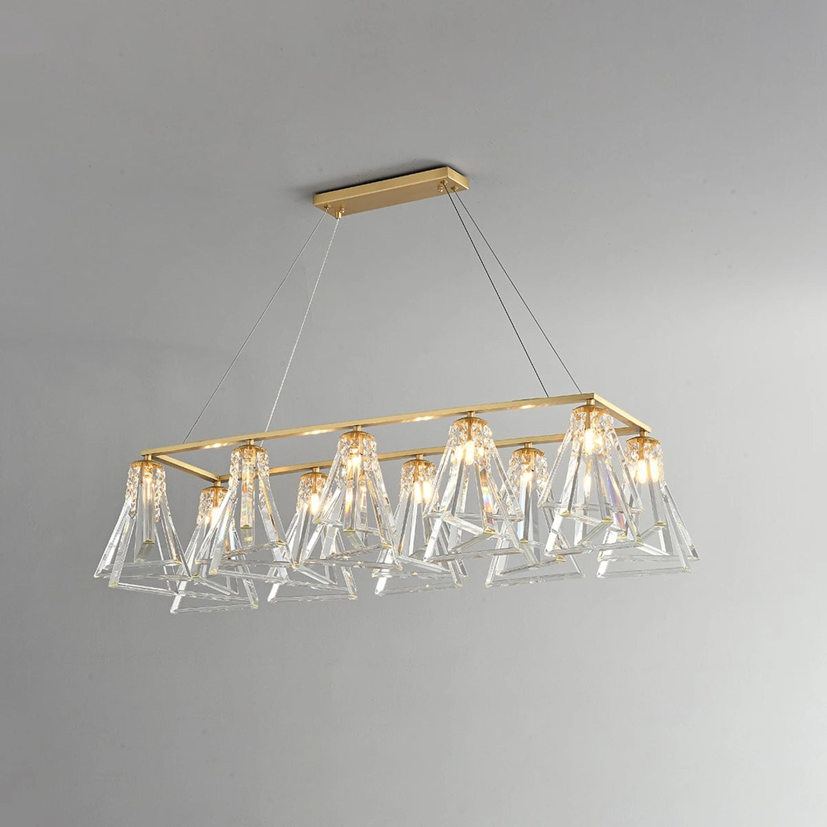 Antizer Modern Simple Crystal Chandelier for Living Room 10 Lights Long