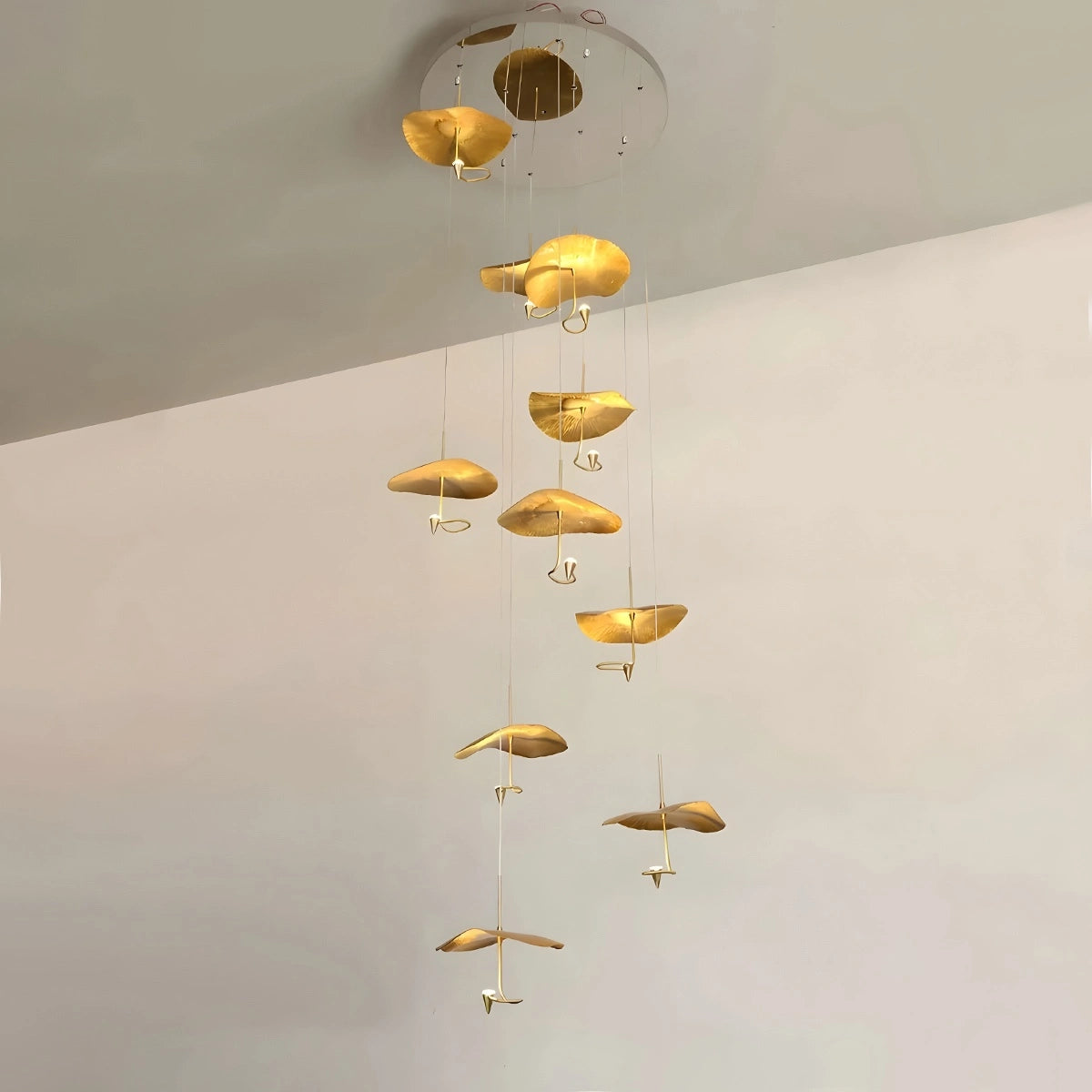 Antizer Orlia Brass Lotus Leaf Chandelier 10 Heads