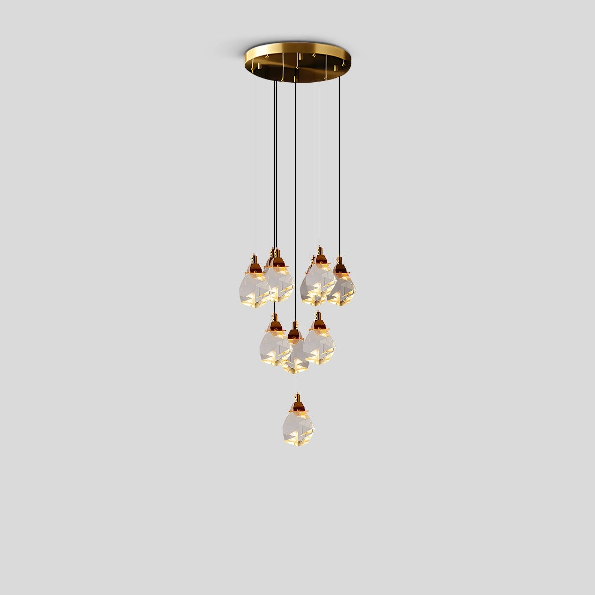 Antizer Rock Crystal Rain Chandelier for Living Room 10 Heads-43cm / 16.93"