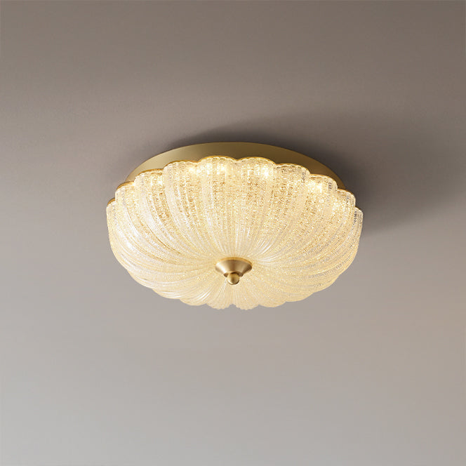 Antizer Vintage Textured Glass Scalloped Ceiling Light