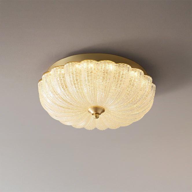 Antizer Vintage Textured Glass Scalloped Ceiling Light