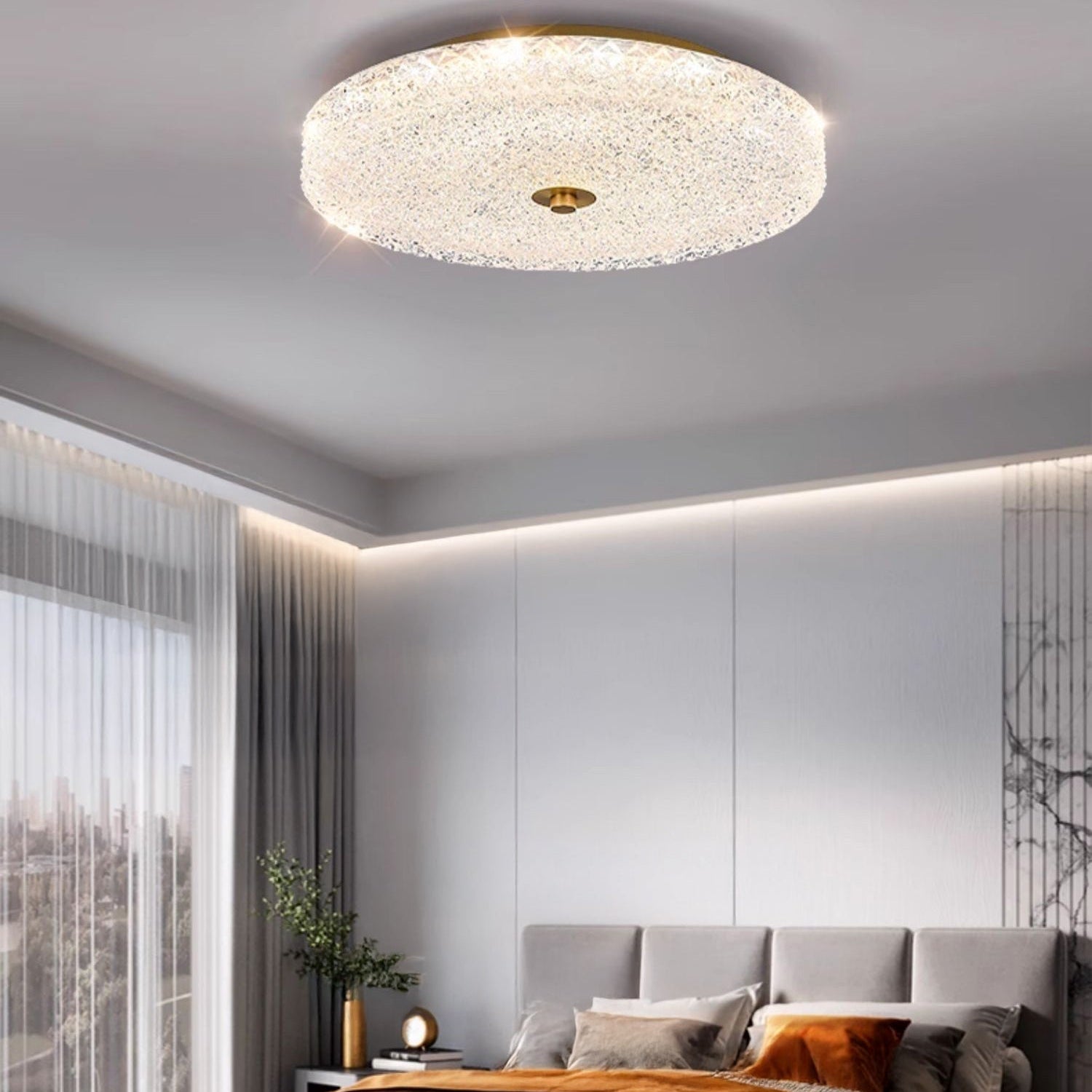 Antizer Textured Glass Round Ceiling Light