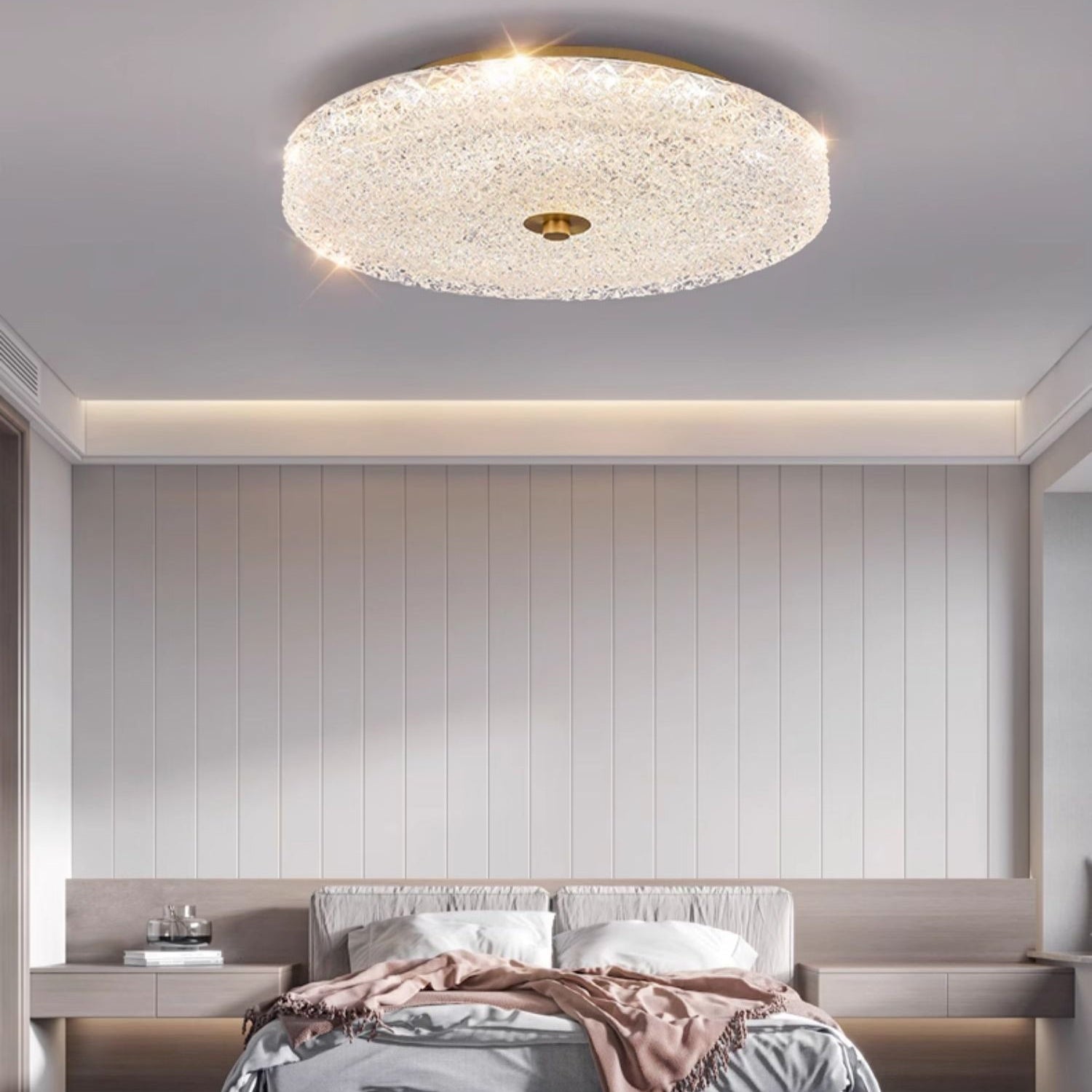 Antizer Textured Glass Round Ceiling Light