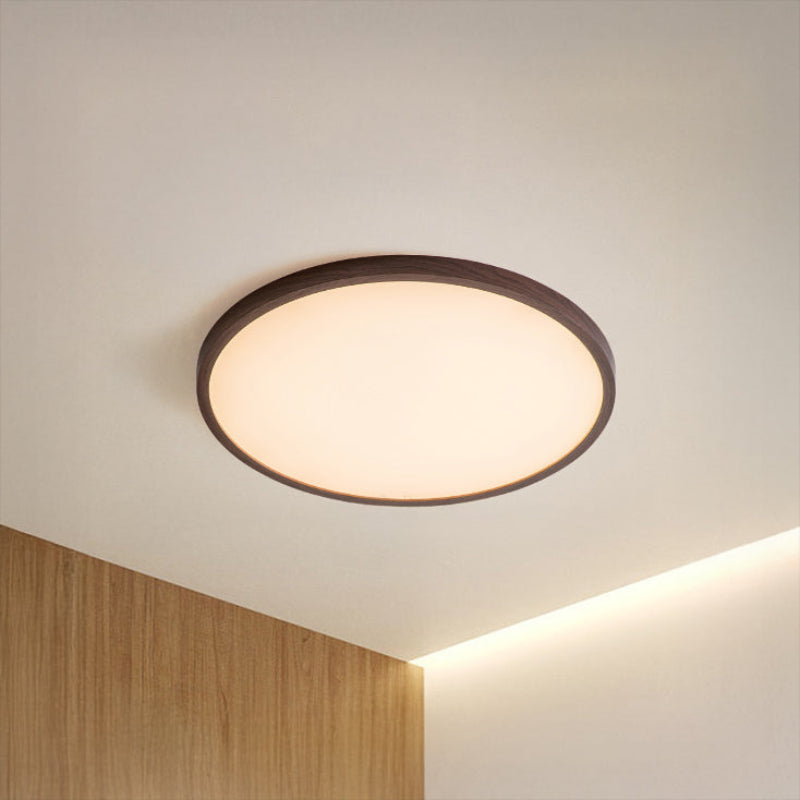 Antizer Modern Round Walnut Flat Ceiling Light