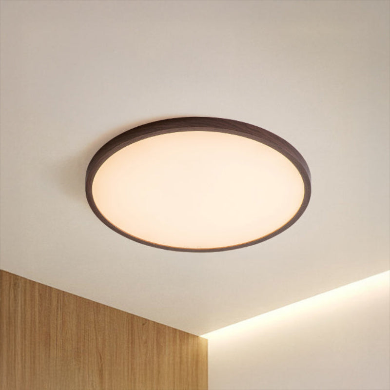 Antizer Modern Round Walnut Flat Ceiling Light