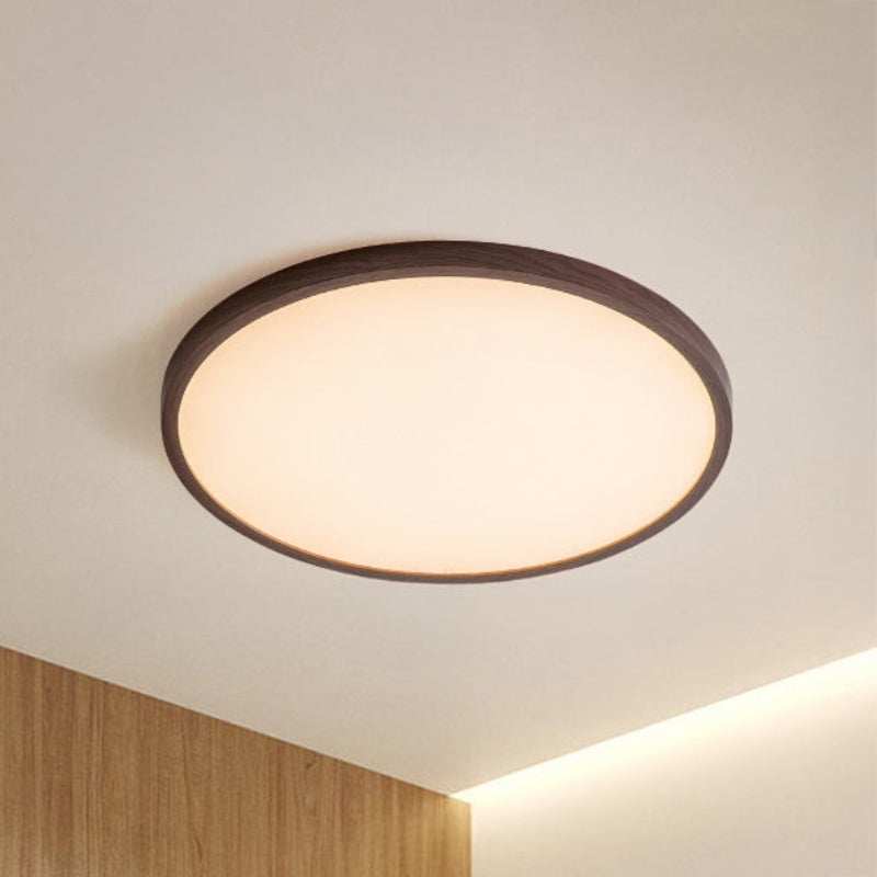 Antizer Modern Round Walnut Flat Ceiling Light