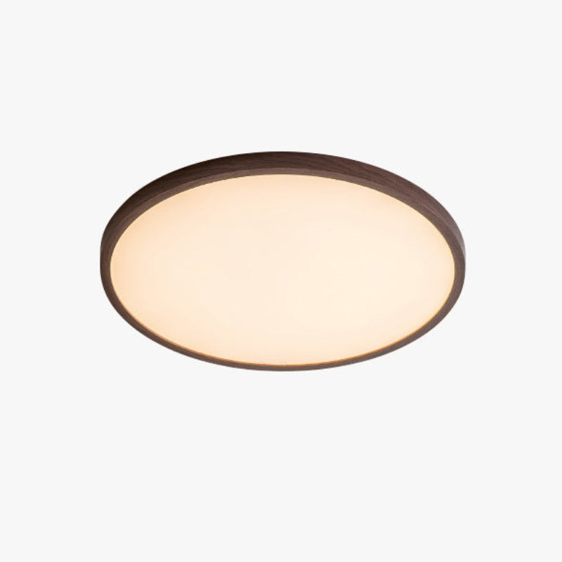Antizer Modern Round Walnut Flat Ceiling Light