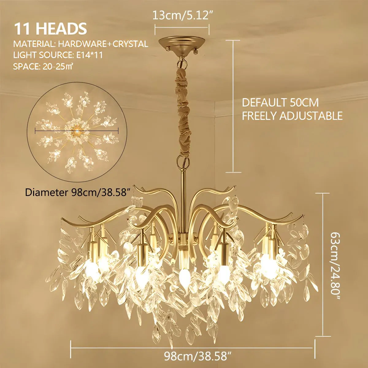 Antizer French Light Luxury Crystal Chandelier