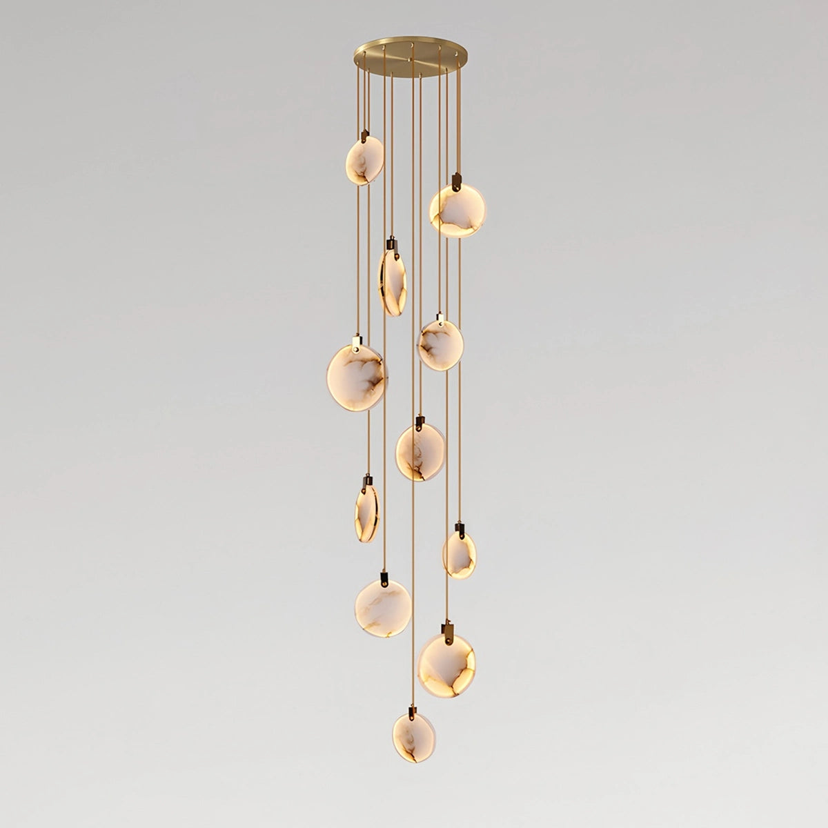 Antizer Moonshade Natural Alabaster Pendant Chandelier 11 Lights