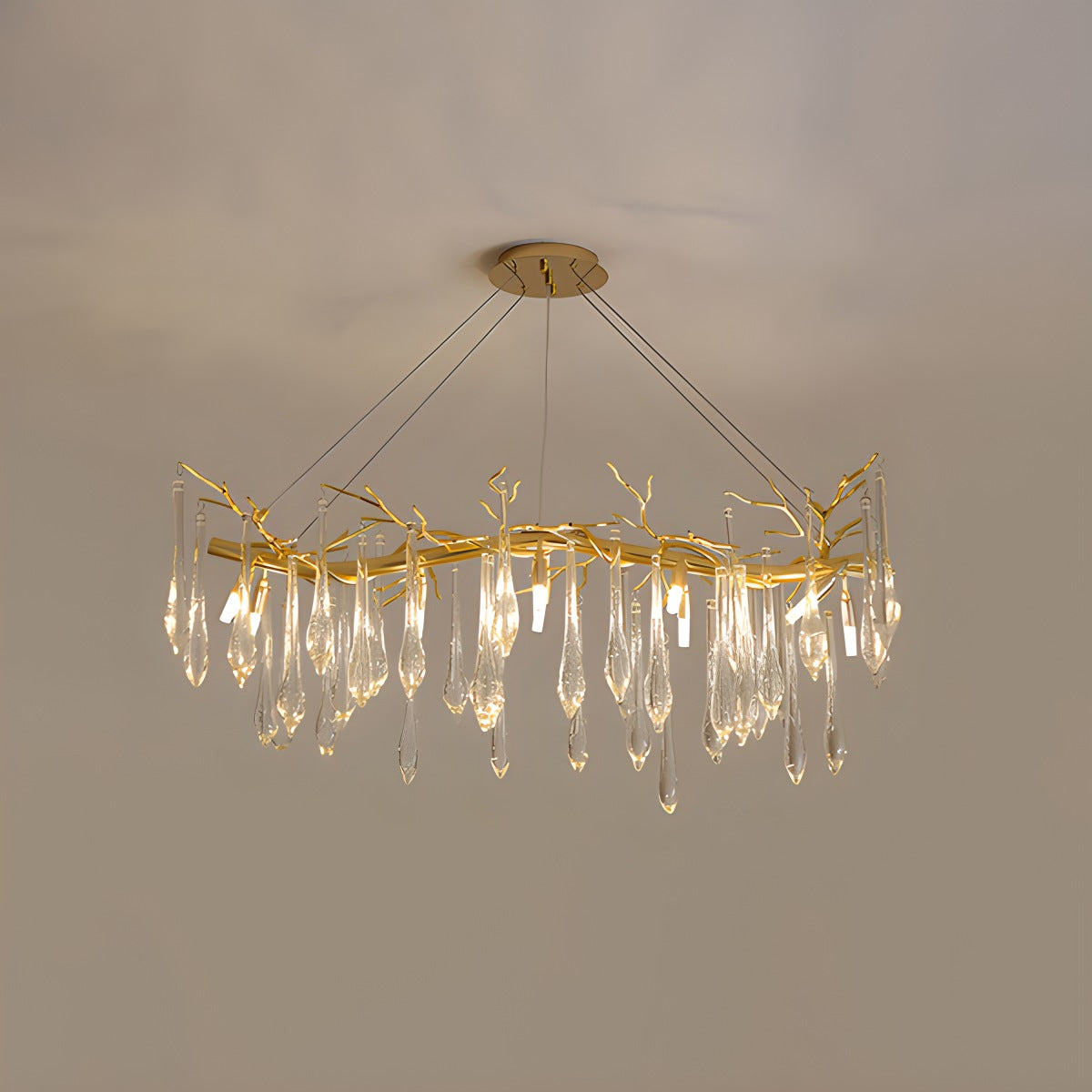 Antizer Branch Water Droplet Chandelier Gold 120cm / 47.24"