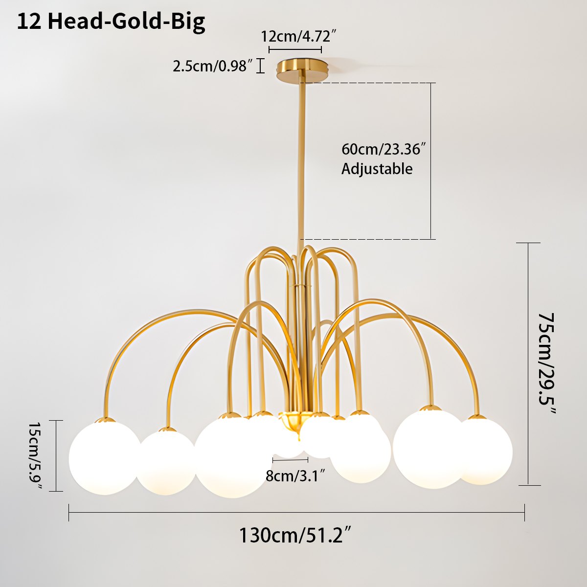 modern glass chandelier size