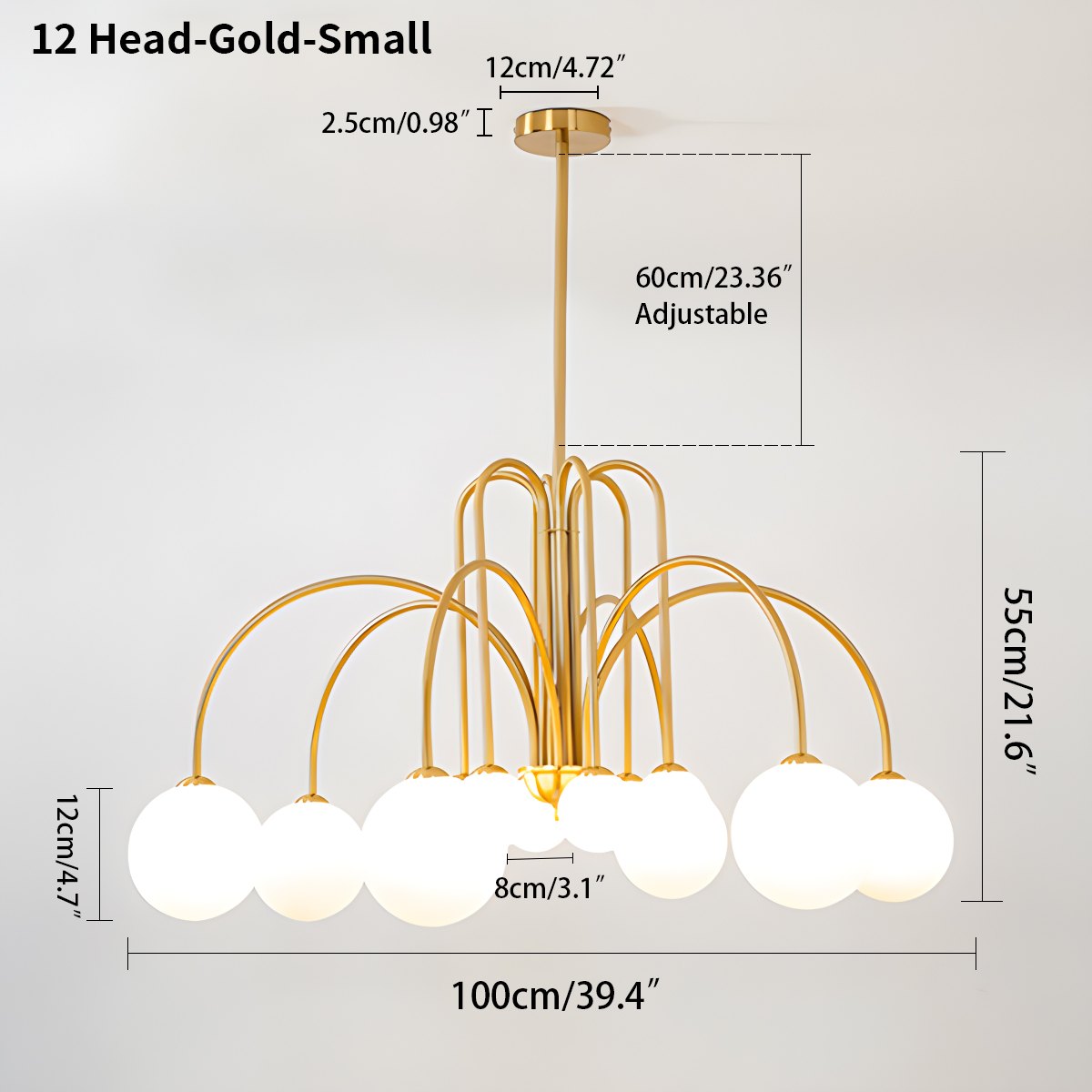 modern glass chandelier size