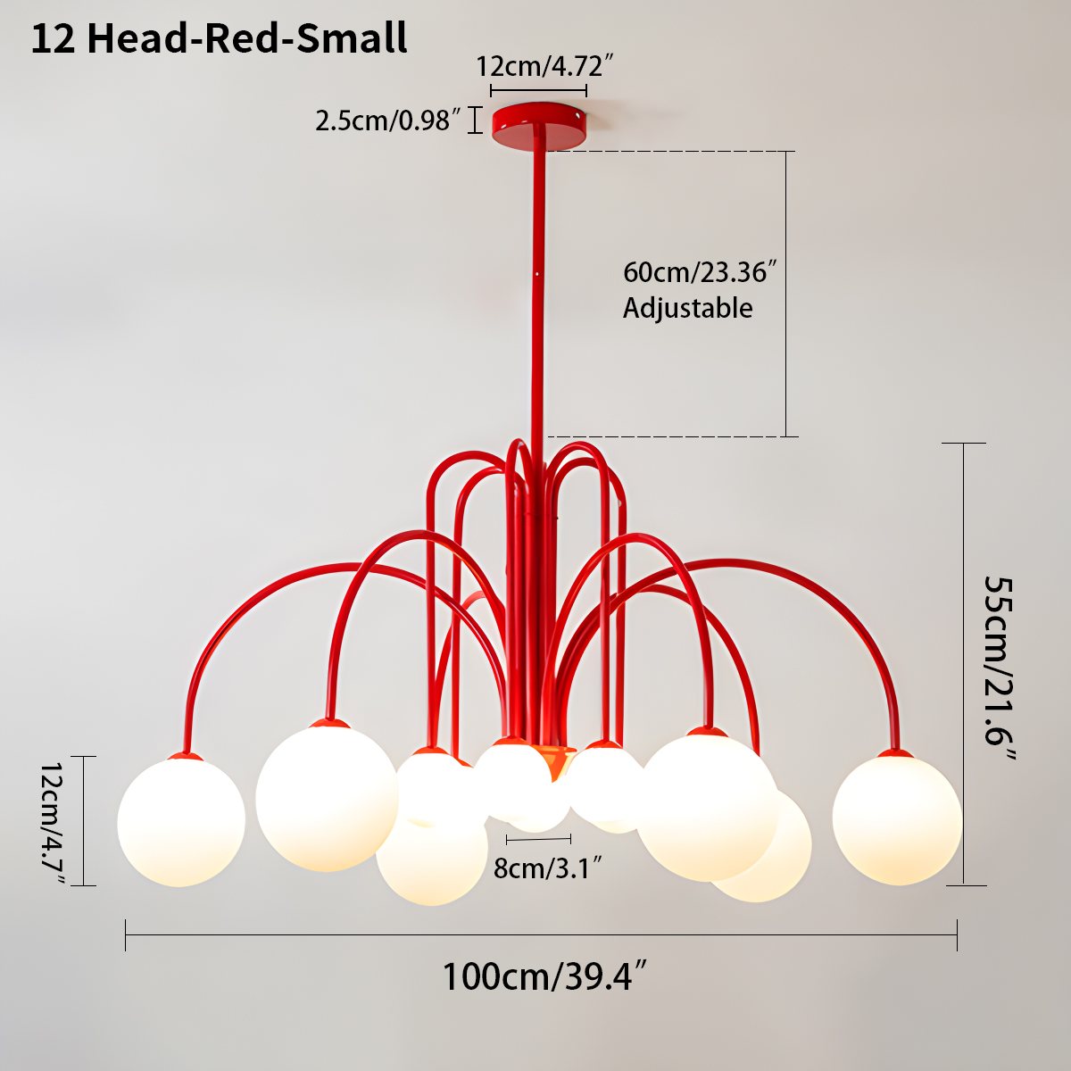 modern glass chandelier size