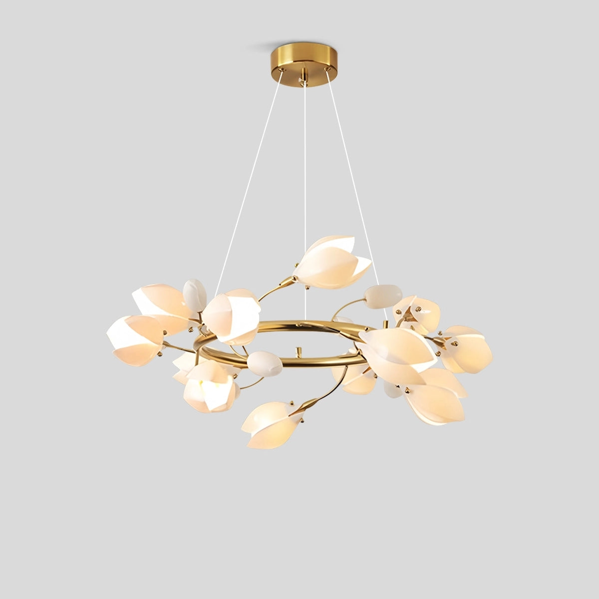 Antizer Ceramics Magnolia Chandelier 12 Heads Tricolor Dimming