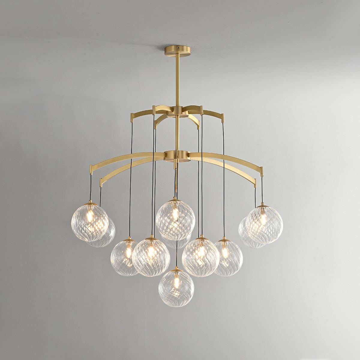 Antizer Modern Luxury Copper Glass Ball Chandelier 13 Lights
