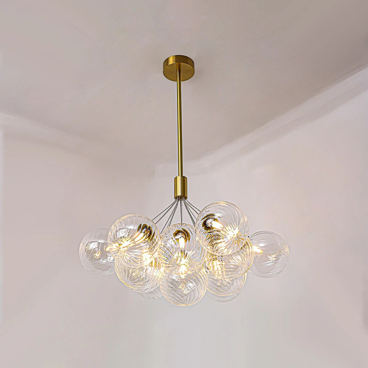 Antizer Luxury All Copper Glass Bubble Ball Chandelier 13 Lights