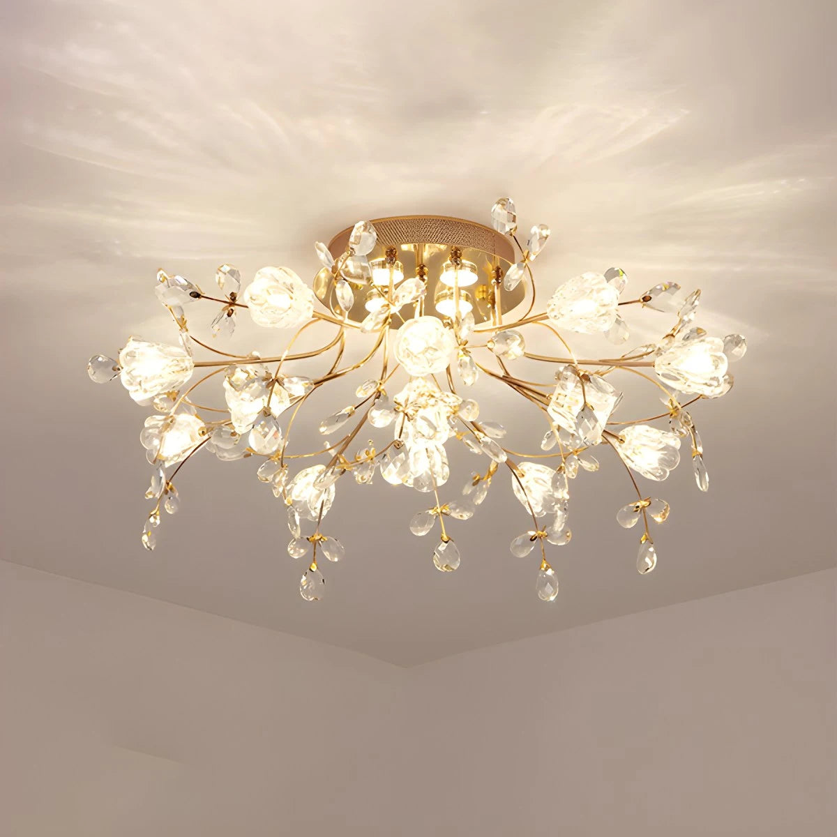Antizer Lily Art Deco Flower Ceiling Light for Bedroom 13 Heads