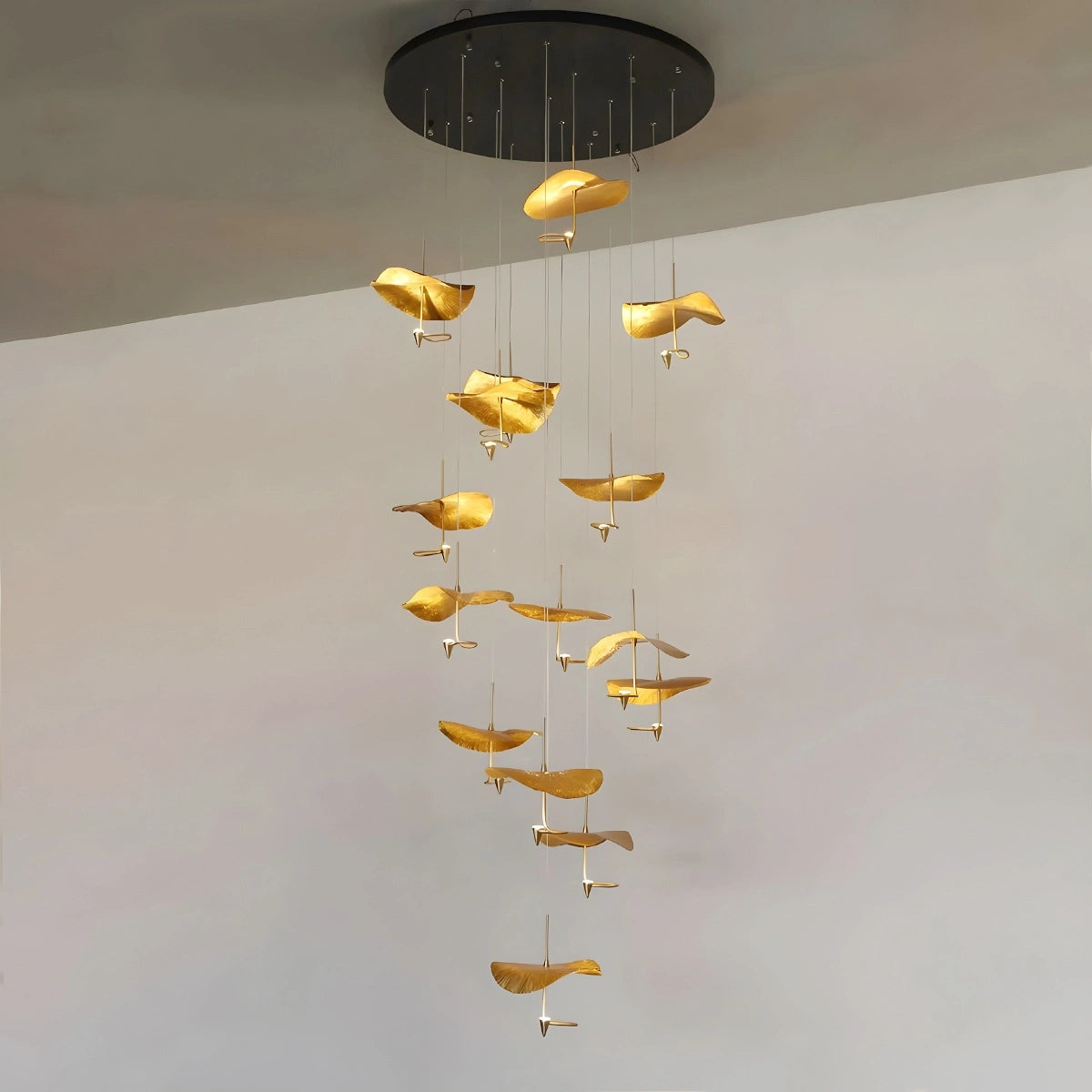 Antizer Orlia Brass Lotus Leaf Chandelier 15 Heads