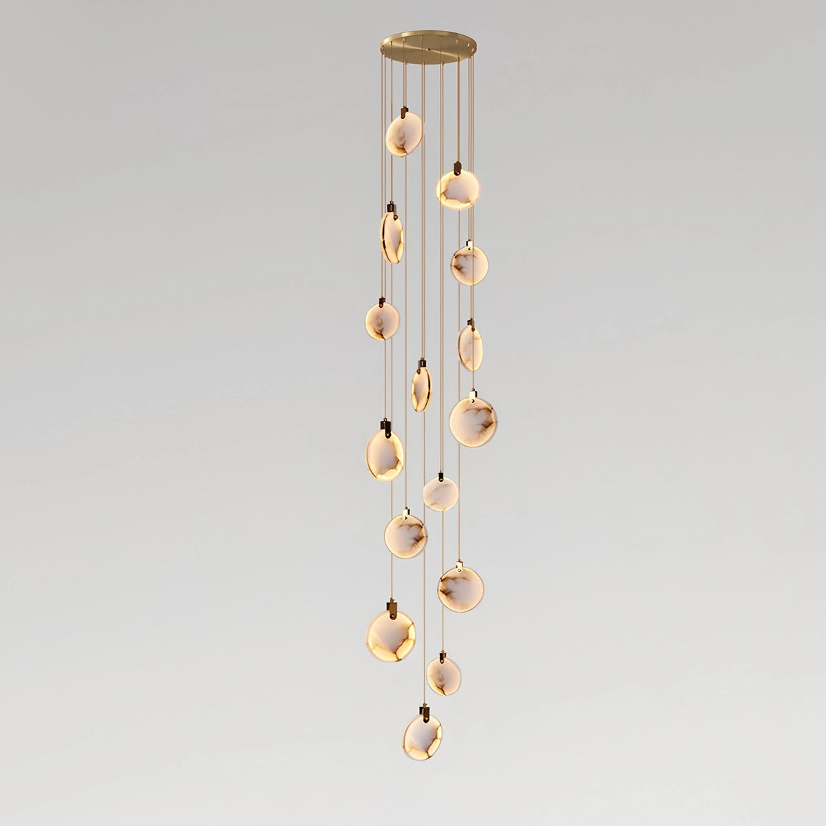 Antizer Moonshade Natural Alabaster Pendant Chandelier 15 Lights