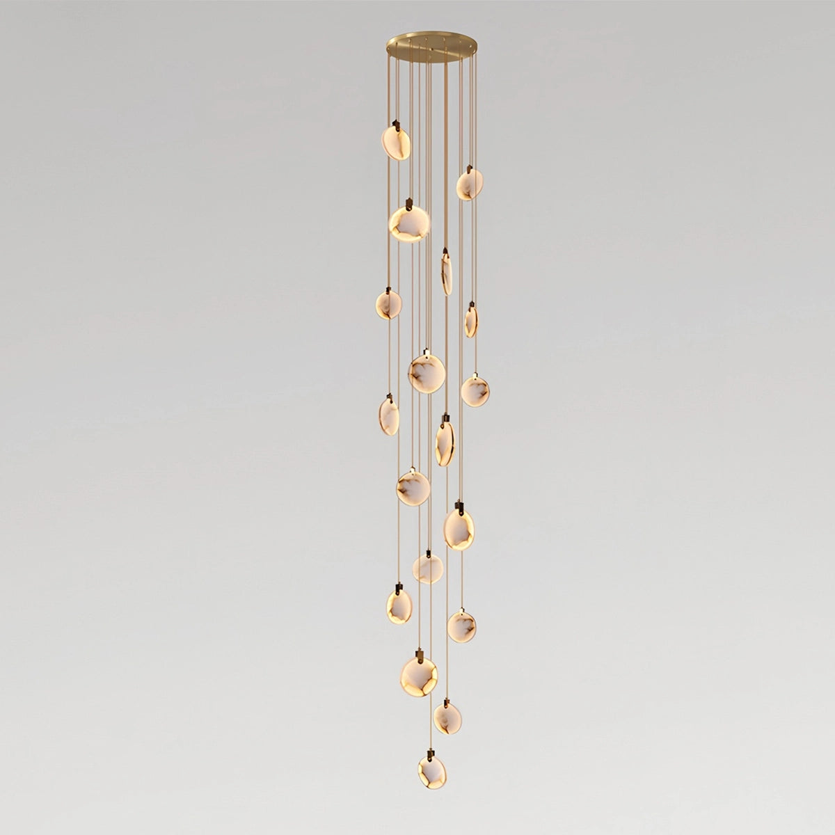 Antizer Moonshade Natural Alabaster Pendant Chandelier 18 Lights