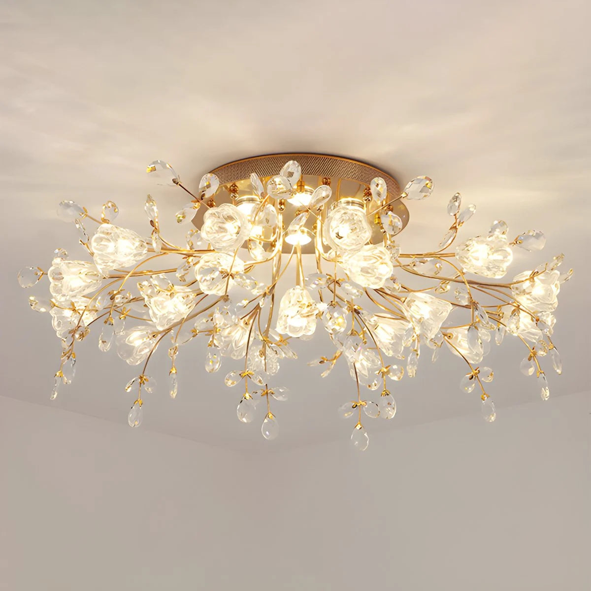 Antizer Lily Art Deco Flower Ceiling Light for Bedroom 19 Heads