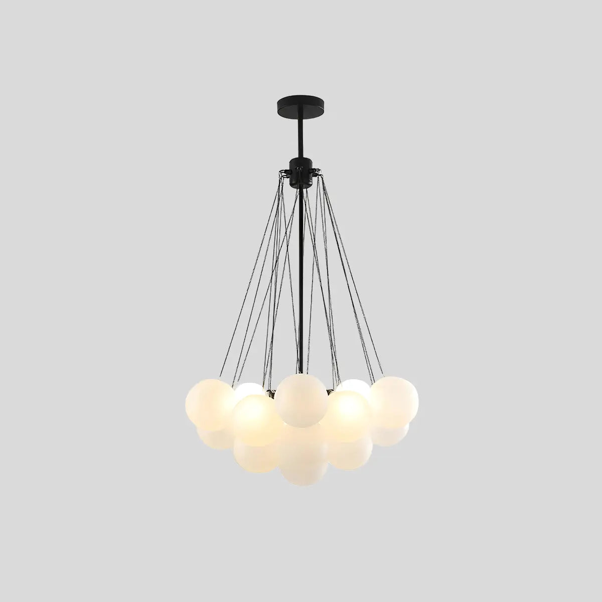 Antizer Modern Bubble Glass Chandelier for Living Room Black+White 19 heads