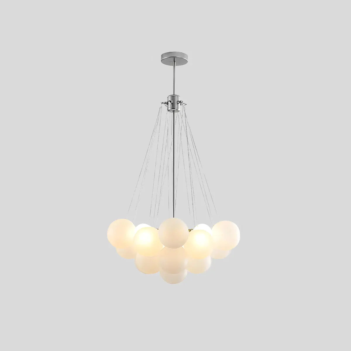 Antizer Modern Bubble Glass Chandelier for Living Room Chrome+White 19 heads