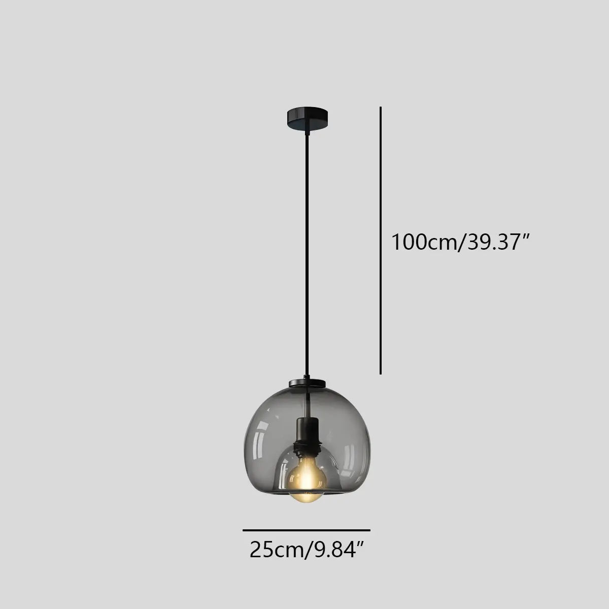 Antizer Smoky Grey Glass Pendant Light