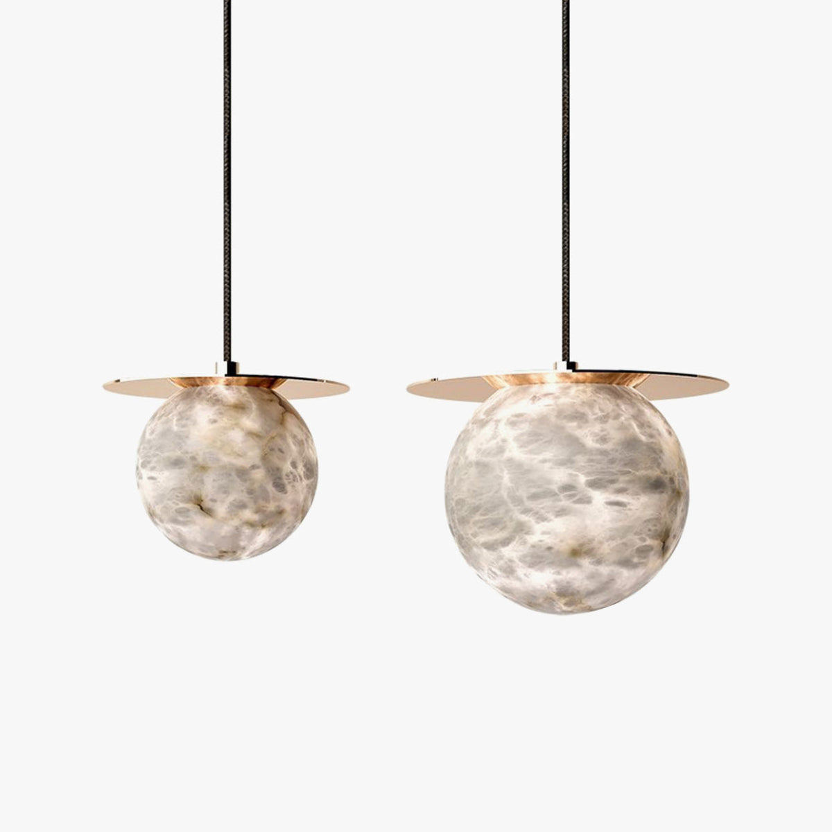 WOMO Alabaster Globe Disc Pendant Light-WM2921
