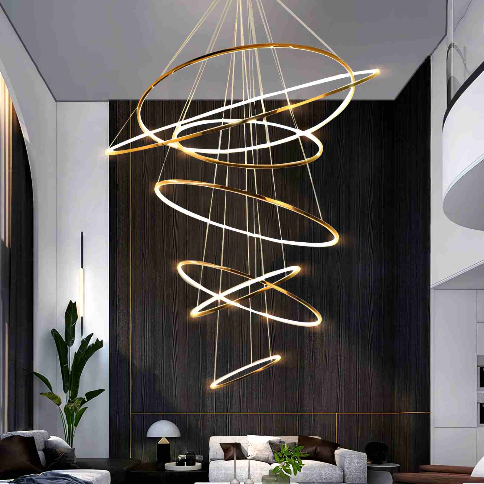 Antizer Large Tiered Ring Foyer Chandelier