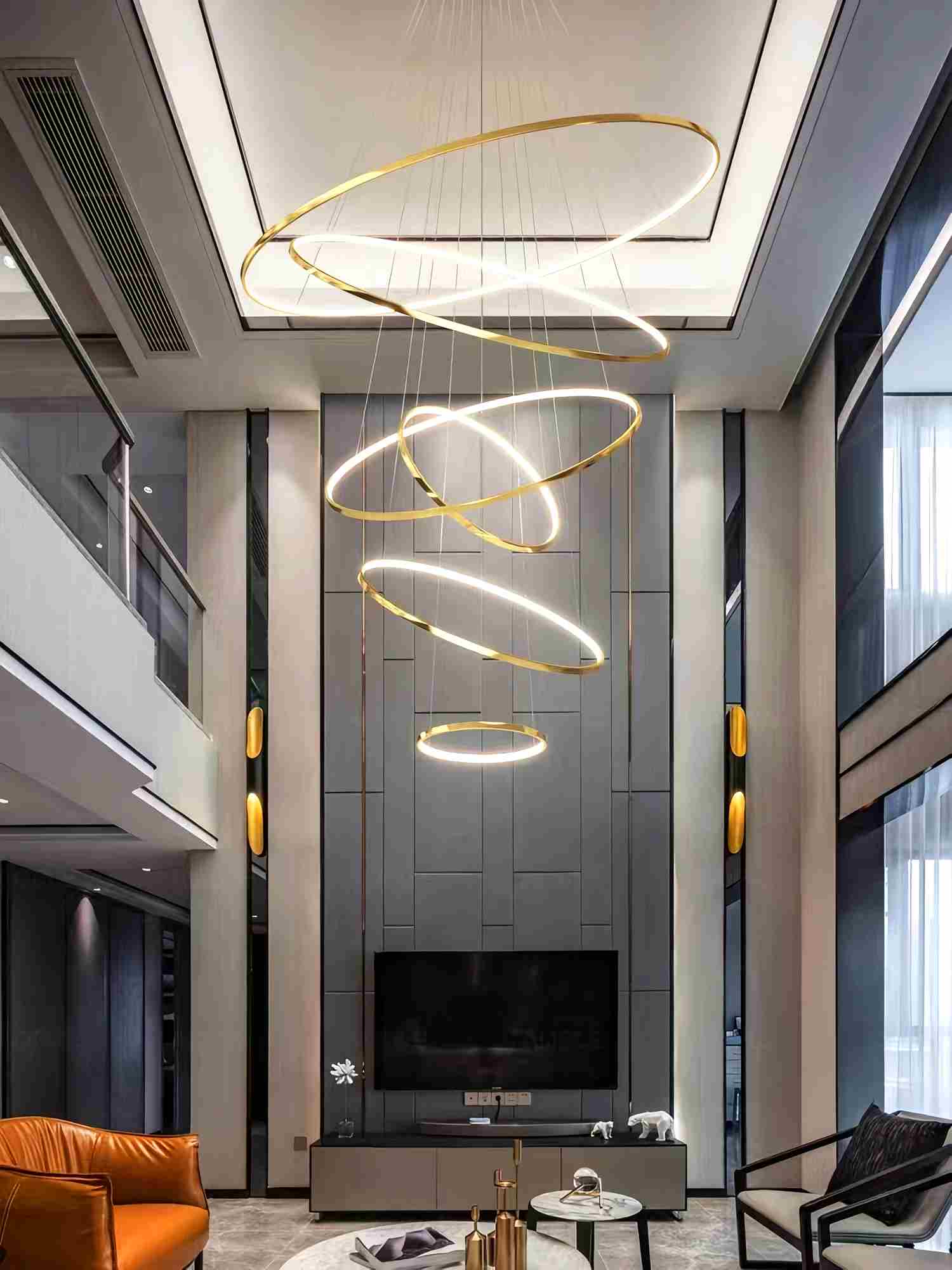 Antizer Large Tiered Ring Foyer Chandelier