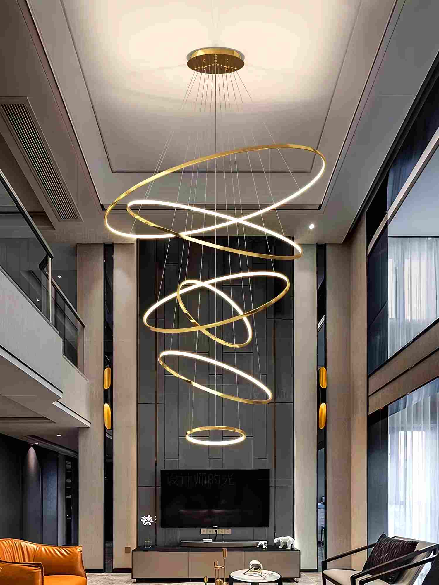 Antizer Large Tiered Ring Foyer Chandelier