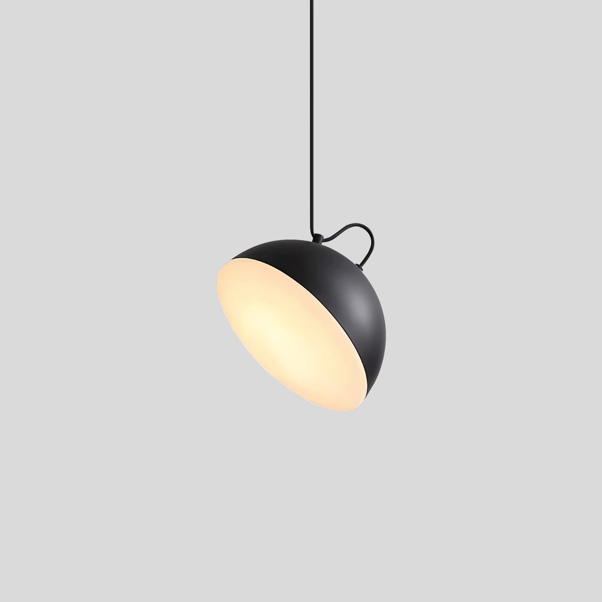 Antizer Nordic Minimalist Black Semi-Circular Pendant Light 1 Head-B Warm Light