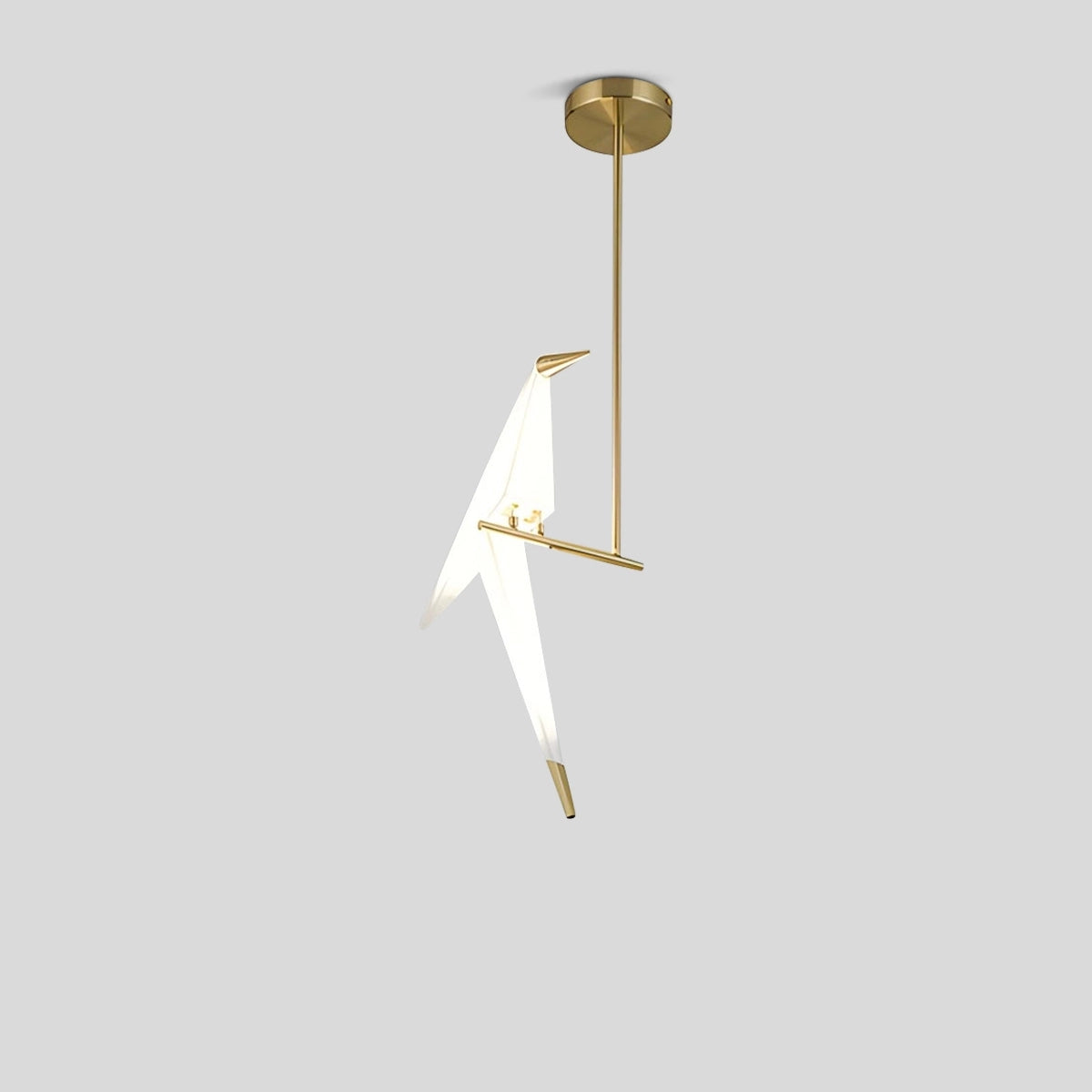 Antizer Paper Crane Bird Chandelier for Dining Room Gold & White 1 Head A-Dia 22cm x H 88cm / ∅ 8.66″x H 34.65" Warm Lig