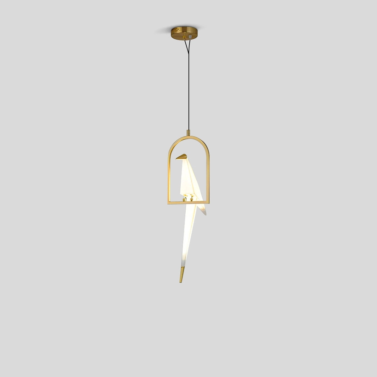 Antizer Paper Crane Bird Chandelier for Dining Room Gold & White 1 Head B-Dia 20cm x H 60cm / ∅ 7.87″x H 23.62" Warm Lig