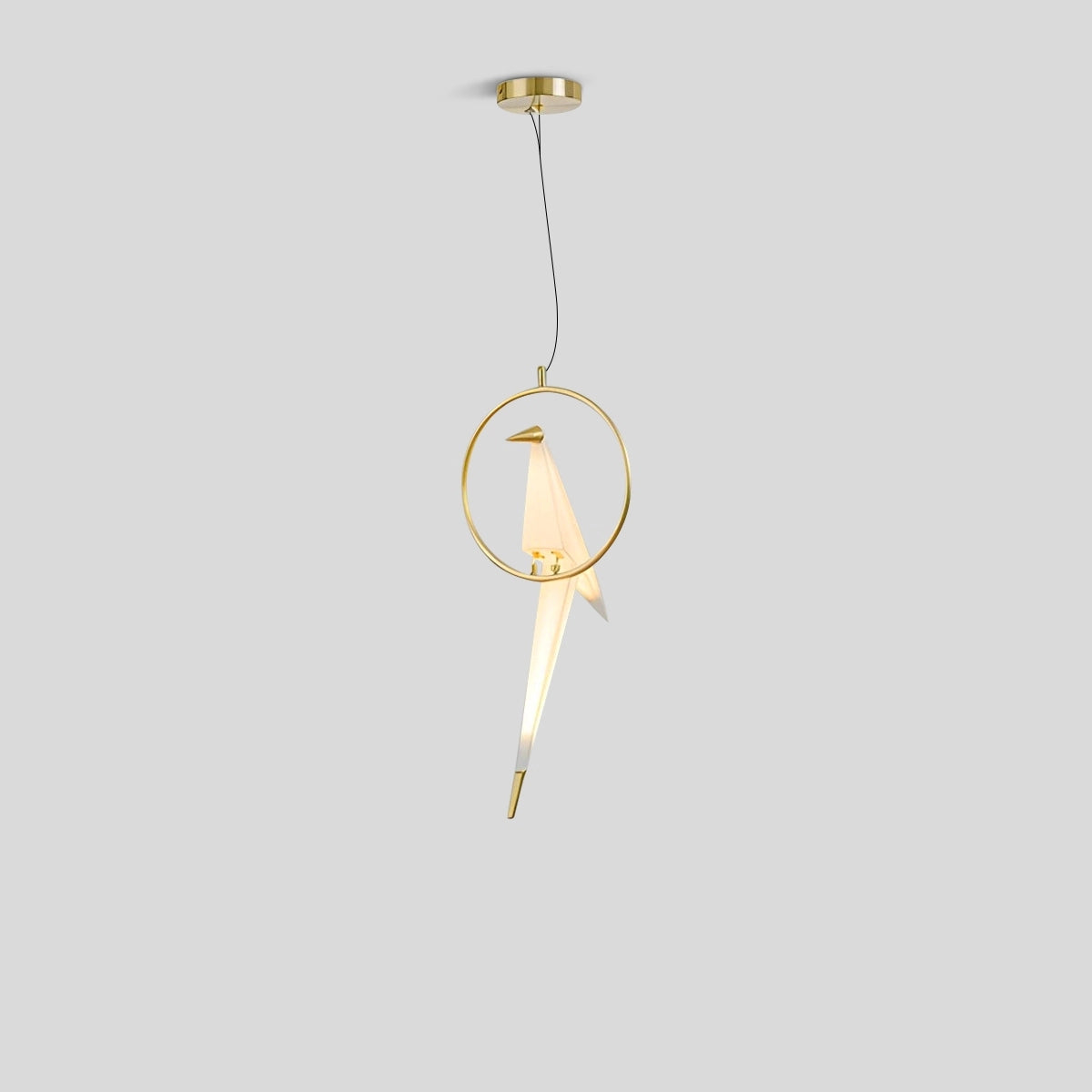 Antizer Paper Crane Bird Chandelier for Dining Room Gold & White 1 Head Round-Dia 30cm x H 62cm / ∅ 11.81″x H 24.41" War