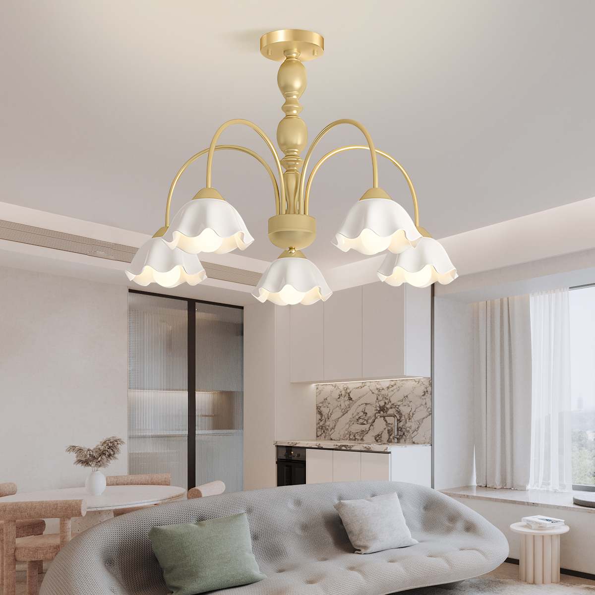 Antizer French Pastoral Style Flower Chandelier