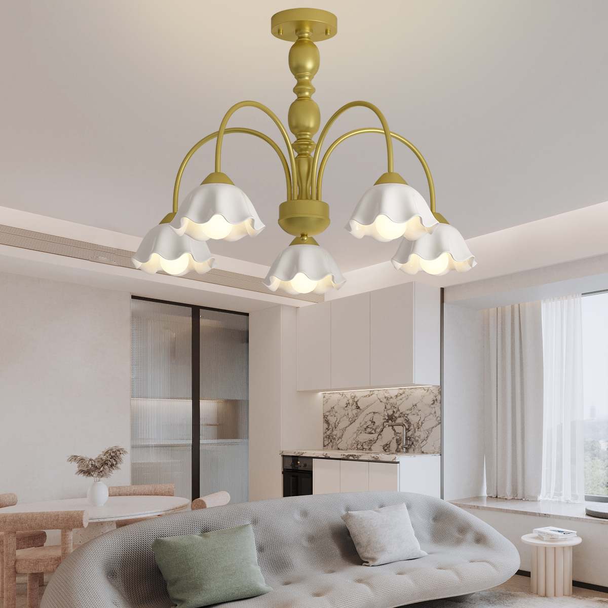 Antizer French Pastoral Style Flower Chandelier