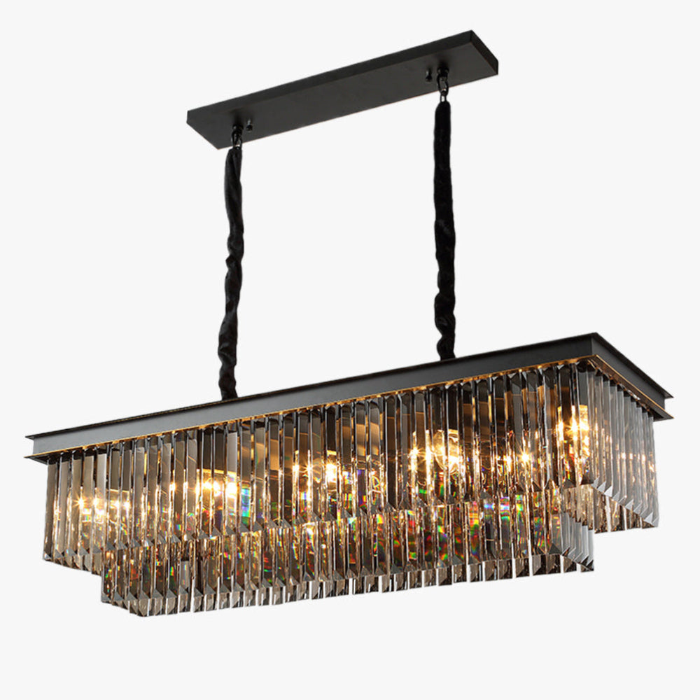 Antizer Smoked Crystal Rectangular Chandelier