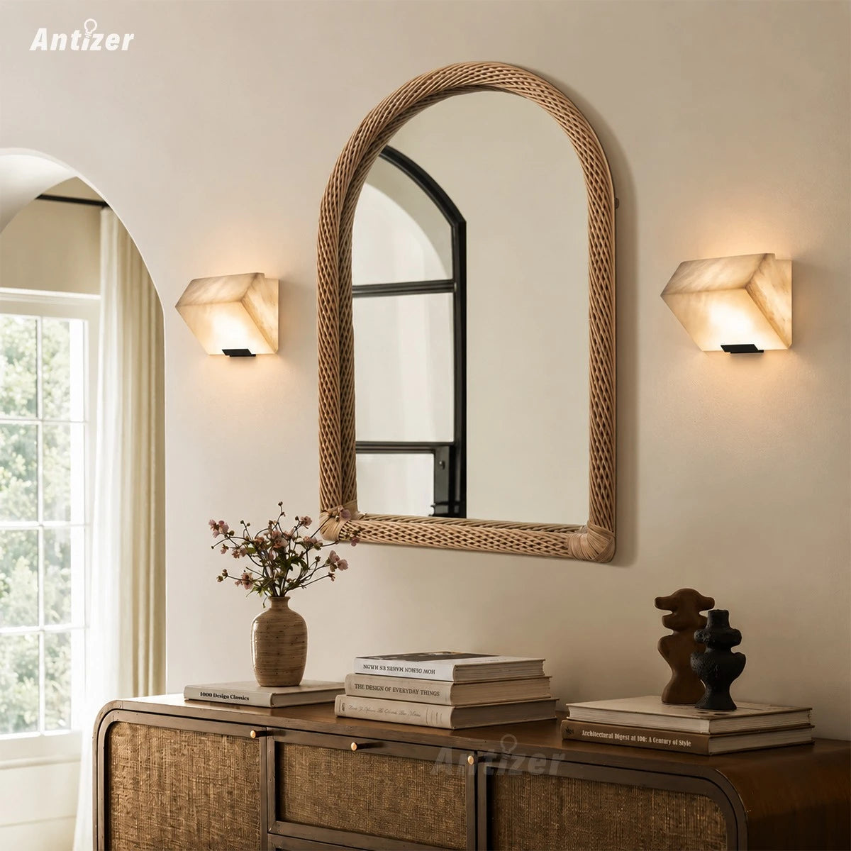 Antizer Triple Sloping Block Spanish Alabaster Wall Sconce
