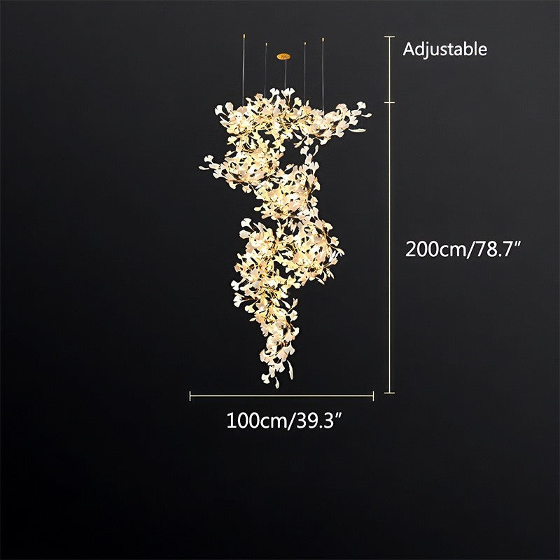 Antizer Large Ginkgo Leaf Chandelier