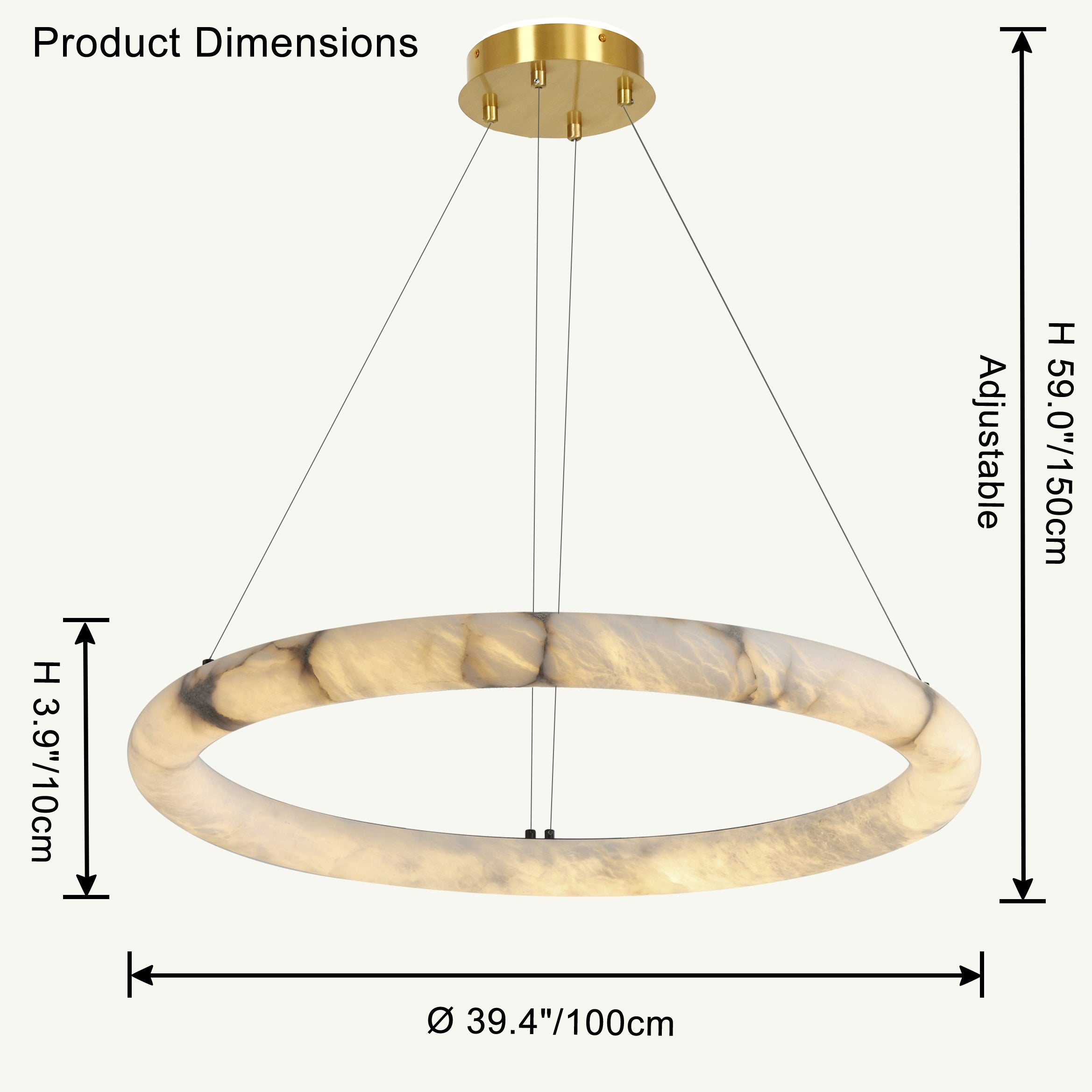 Antizer Luxury Leather Circular Alabaster Chandelier