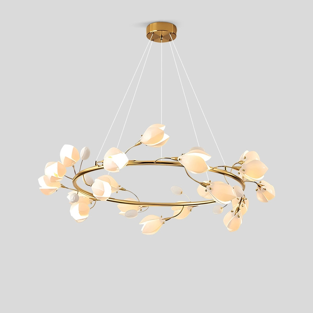Antizer Ceramics Magnolia Chandelier 20 Heads Tricolor Dimming