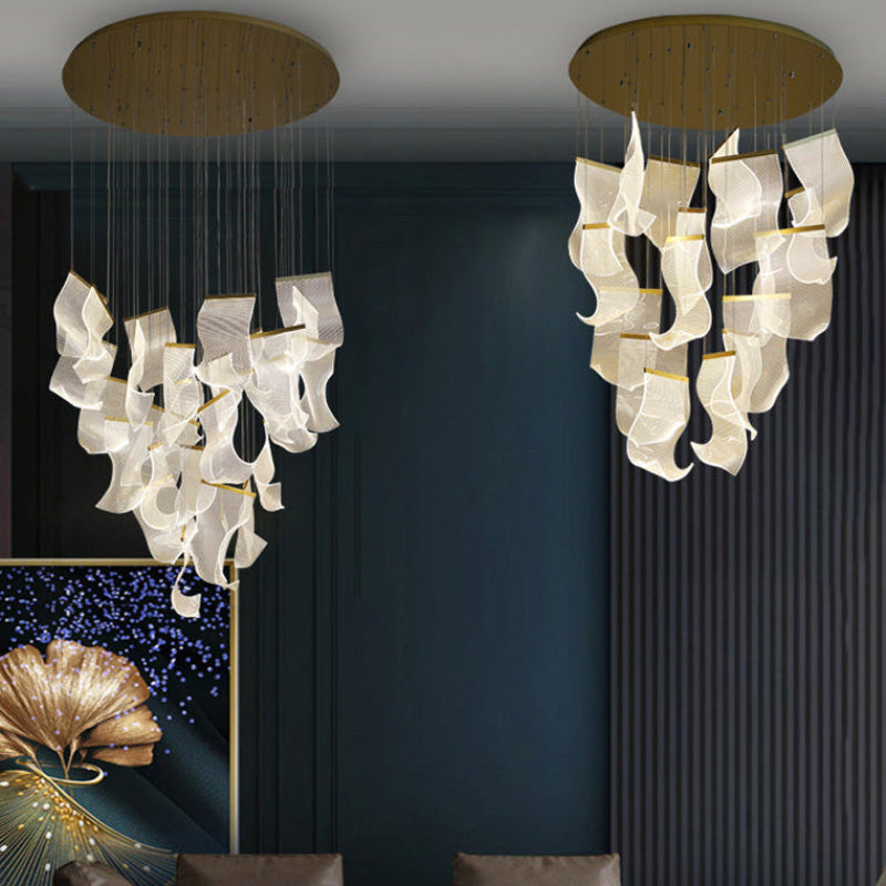 Antizer Luxury Creative Ribbon Acrylic Chandelier