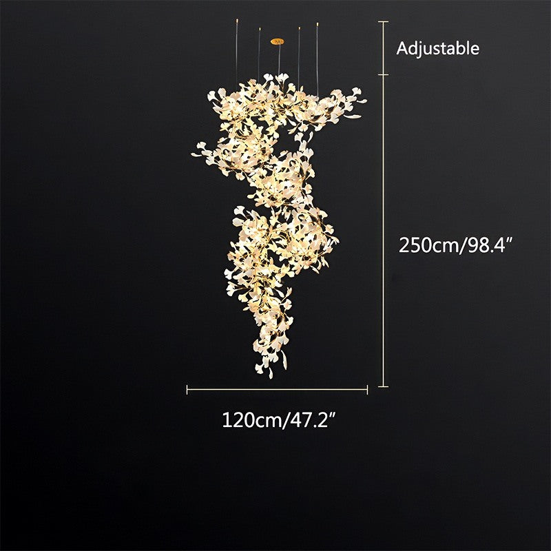 Antizer Large Ginkgo Leaf Chandelier