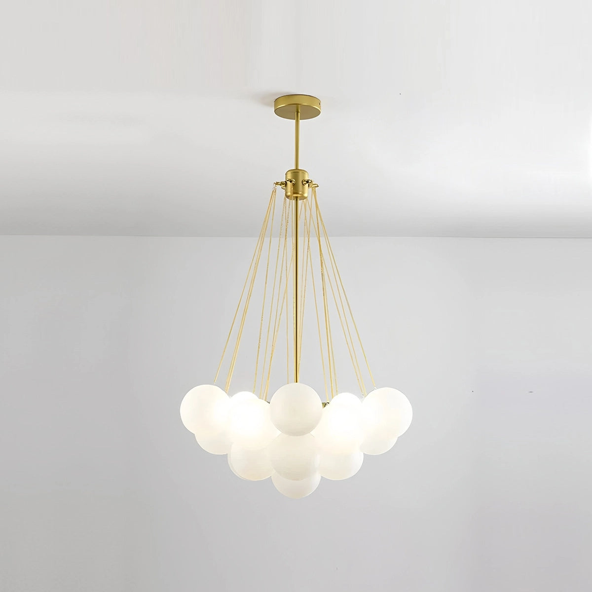 Antizer Modern Bubble Glass Chandelier for Living Room Gold+White 25 heads
