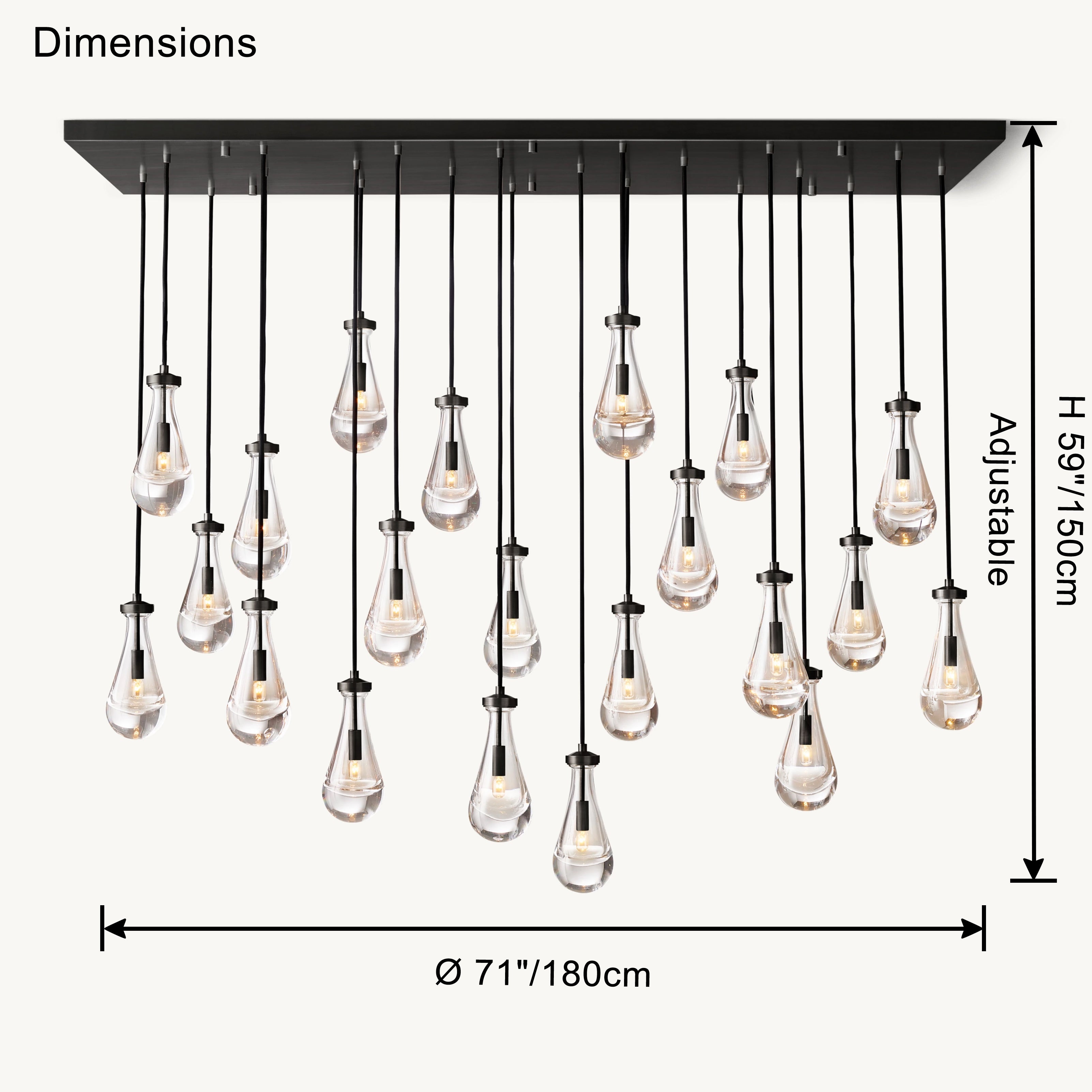 Antizer Rectangular Raindrop Glass Chandelier